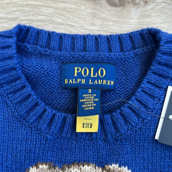 Ralph Lauren Blue Bear Sweater kids size 4t and 3t - Picture 2 of 6